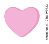 Pink candy heart or love heart shaped sweets with blank space in flat design vector illustration