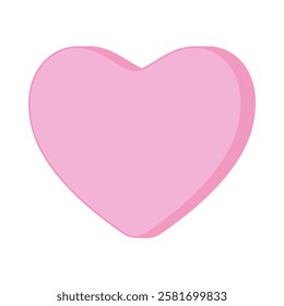 Pink candy heart or love heart shaped sweets with blank space in flat design vector illustration