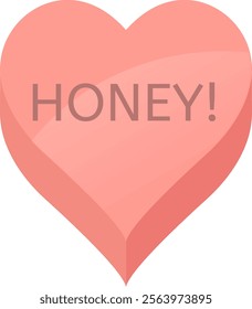 Pink candy heart with the word honey written on it, representing love, affection, and sweetness, suitable for Valentine s Day or romantic occasions