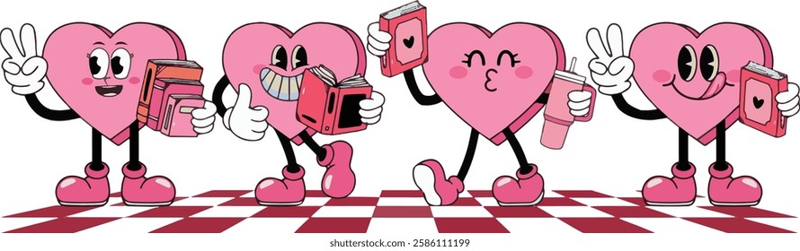 Pink Candy Hearts For Book Lover