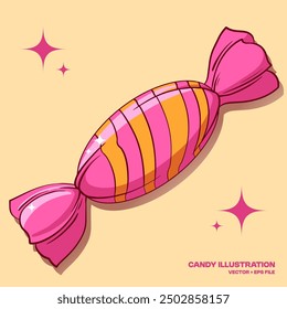 Pink Candy illustration Vector, Cute Snack graphic elements in Cartoon style, Clip art, Vector stock