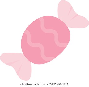 Pink candy illustration with a wrapped design, isolated on a white background.