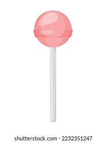 Pink candy lollipop on a stick. Sweet. Food. Snack. Icon. Shiny object. Vector texture. Colorful illustration. 