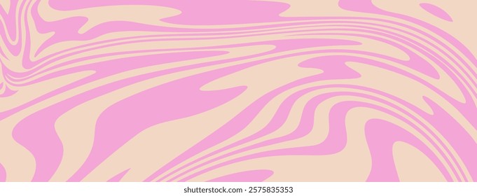 Pink candy pattern background. Abstract vector melting caramel texture. Strawberry cream swirl. Liquid mousse twirl bg. Psychedelic trippy raspberry ice-cream. Vintage distorted marble cake texture