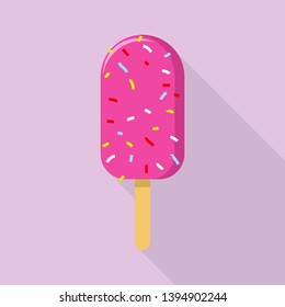 Pink candy popsicle icon. Flat illustration of pink candy popsicle vector icon for web design