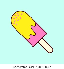 Pink candy popsicle icon. Flat illustration of pink candy popsicle vector icon for web design
