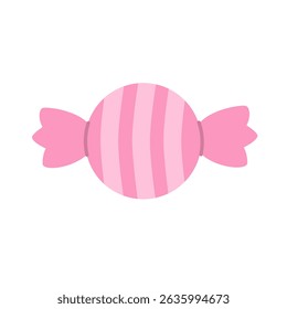 Pink candy with stripe decoration cartoon. Sweet illustration. Can be used for wallpaper and party decorartion