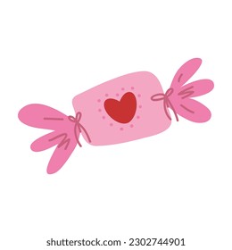 Pink Candy para la Ilustración de elementos de San Valentín. Elemento para pegatinas, felicitaciones, scrapbooking, invitaciones, planificadores. Ilustración del vector