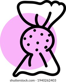 Envoltura de caramelo rosa con puntos, ilustración, vector sobre fondo blanco