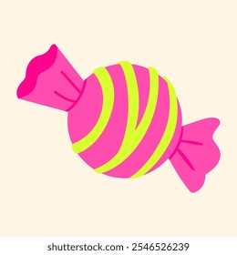 Pink Candy Wrapper Streifen grüne Illustration.