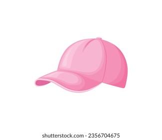 Pink cap. A cartoon-style baseball cap. Headdress. Vector illustration isolated on a white background