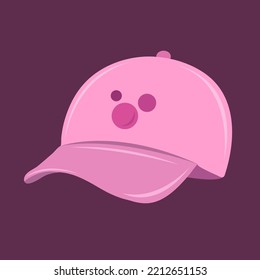 Pink cap flat vector illustration. Cute pink cap cartoon vector illustration for graphic design and decorative element