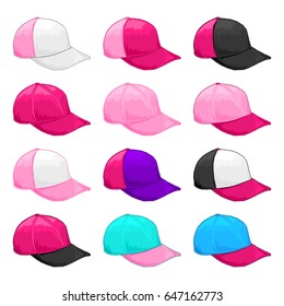 Pink cap, Vector Variety of fiusha, and magenta color combinations cap template 