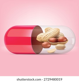 Pink capsules with peanuts inside.