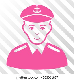 Pink Captain interface pictogram. Vector pictogram style is a flat symbol on diagonally hatched transparent background.