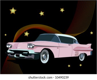 pink car in dark sky