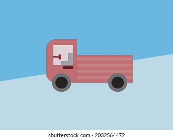 A pink car for delivering or transporting things