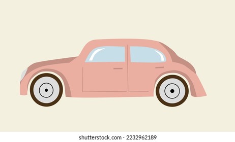 pink car on the beige background