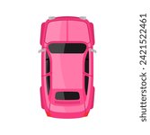 Pink car top view vector illustration
