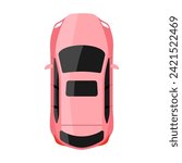 Pink car top view vector illustration