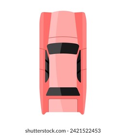 Pink car top view vector illustration