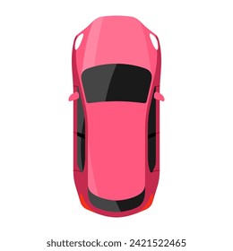 Pink car top view vector illustration
