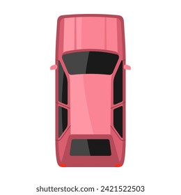 Pink car top view vector illustration
