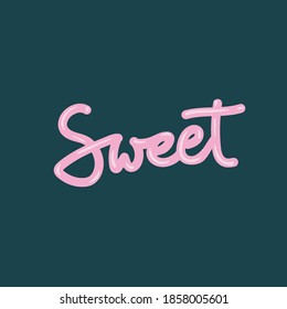 Pink caramel lettering. Vector Sweet candy lettering Sweet. Illustration of words for a candy store or sweet shop. Seamless picture of cute sweet letters. Vector illustration