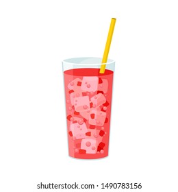 Pink Carbonated Drink. Vector Illustration On A White Background.