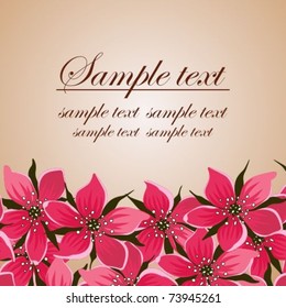 Pink card with bright pink flowers