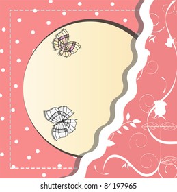 pink card with butterflies