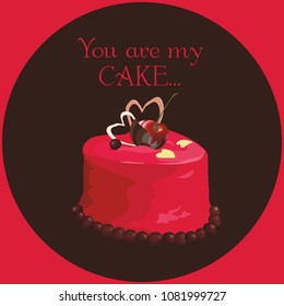 pink card with cake 
