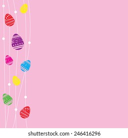 pink card Easter eggs with white line doodle and space for text vector