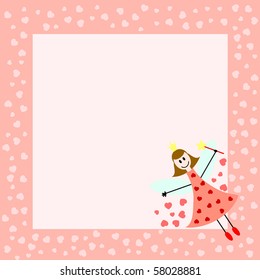 pink card with fairy girl and hearts