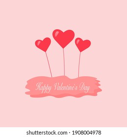 Pink card with hearts and inscriptions