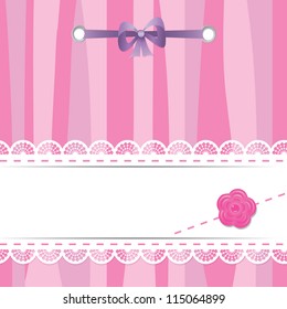 pink card with laces, flower and ribbon