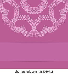 Pink card with ornate zentagle style pattern