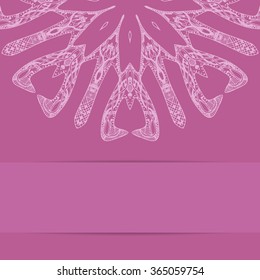 Pink card with ornate zentagle style pattern
