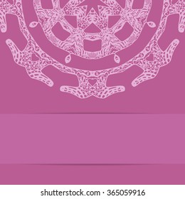 Pink card with ornate zentagle style pattern
