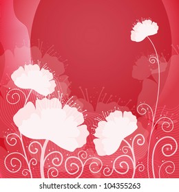 pink card with poppies, the vector