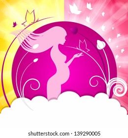 Pink card, a pregnant girl