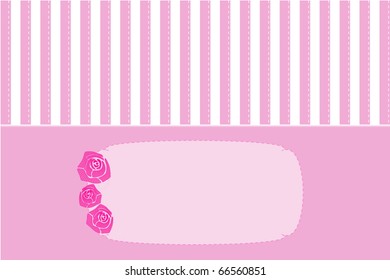Pink card with rose flowers