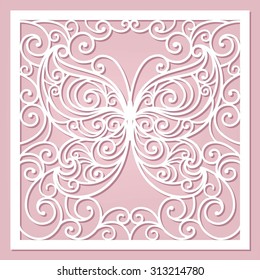 pink card with stylization butterfly
