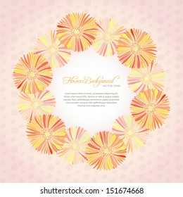 Pink card template with daisy flowers
