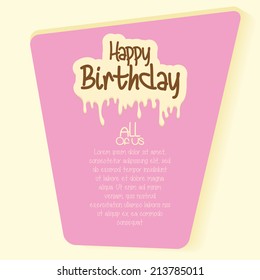 a pink card with text and cream on a light yellow background