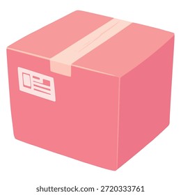 caixa de papelão rosa embalagem de papel cor plana vetor ilustração modelo design