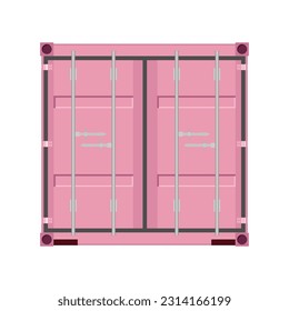 Pink cargo storage container. Metal container for transportation. Export and import. Vector illustration in flat style. Isolated on white background.