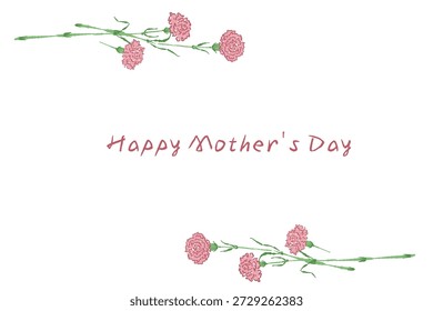 Rosa Nelke Blume Rand Linie Vektor Set