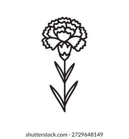 "Pink Carnation Flower Icon – Decorative Floral Element for Celebrations."