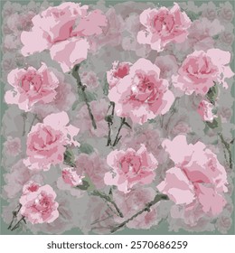 Pink carnation flower pattern design vector illustration